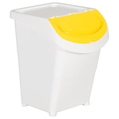 Cestini per Rifiuti Impilabili con Coperchi 3pz Bianchi PP 120L | homemem39