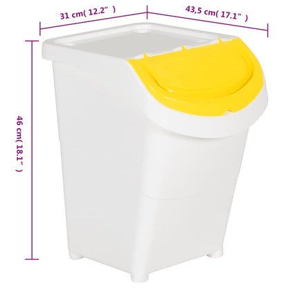 Cestini per Rifiuti Impilabili con Coperchi 3pz Bianchi PP 120L | homemem39