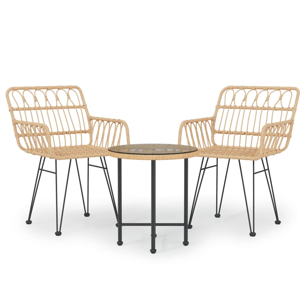 Set da Pranzo da Giardino 3 pz in Polyrattan - homemem39