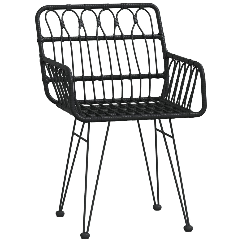 Set da Pranzo da Giardino 3 pz Nero in Polyrattan | homemem39