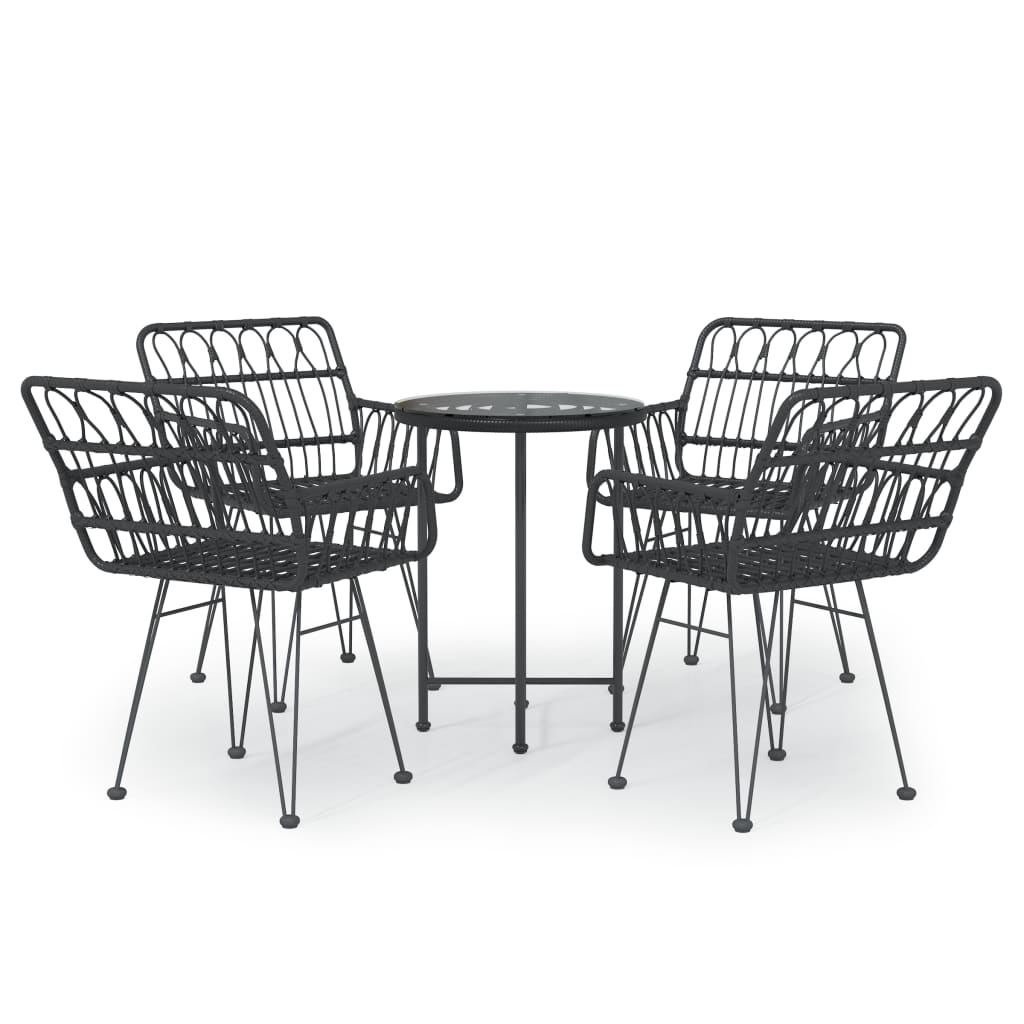 Set da Pranzo da Giardino 5 pz Nero in Polyrattan | homemem39