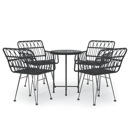Set da Pranzo da Giardino 5 pz Nero in Polyrattan | homemem39