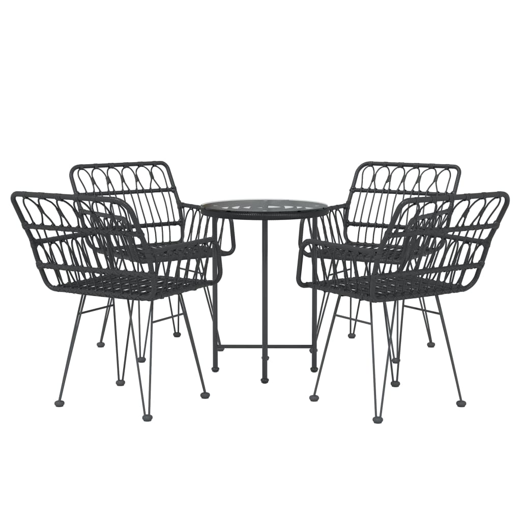 Set da Pranzo da Giardino 5 pz Nero in Polyrattan | homemem39