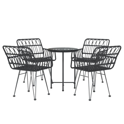Set da Pranzo da Giardino 5 pz Nero in Polyrattan | homemem39