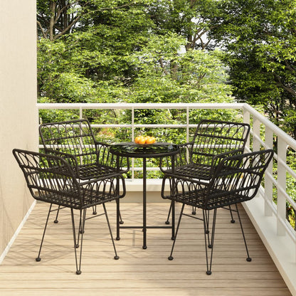 Set da Pranzo da Giardino 5 pz Nero in Polyrattan | homemem39