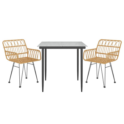 Set da Pranzo da Giardino 3 pz in Polyrattan - homemem39