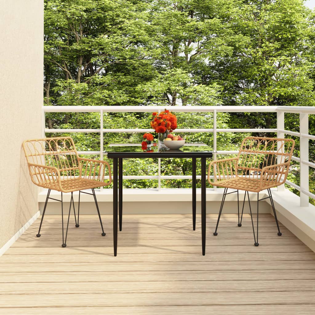 Set da Pranzo da Giardino 3 pz in Polyrattan - homemem39