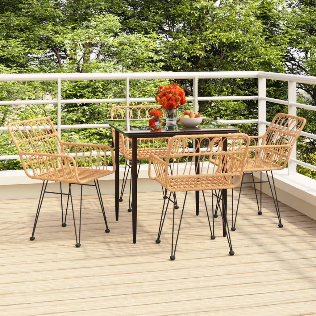Set da Pranzo da Giardino 5 pz in Polyrattan - homemem39