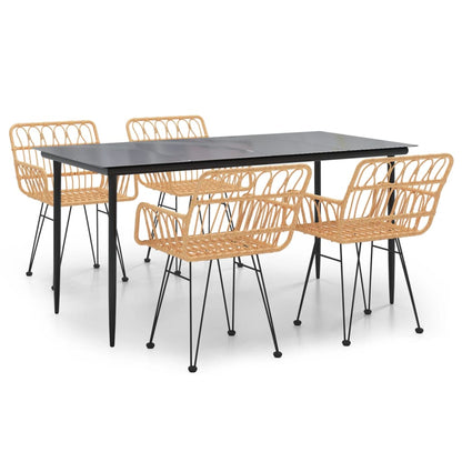 Set da Pranzo da Giardino 5 pz in Polyrattan - homemem39