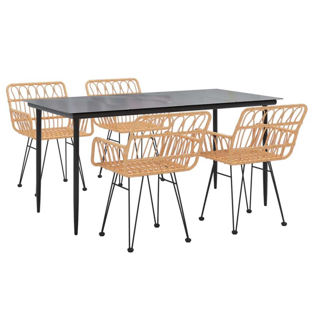 Set da Pranzo da Giardino 5 pz in Polyrattan - homemem39