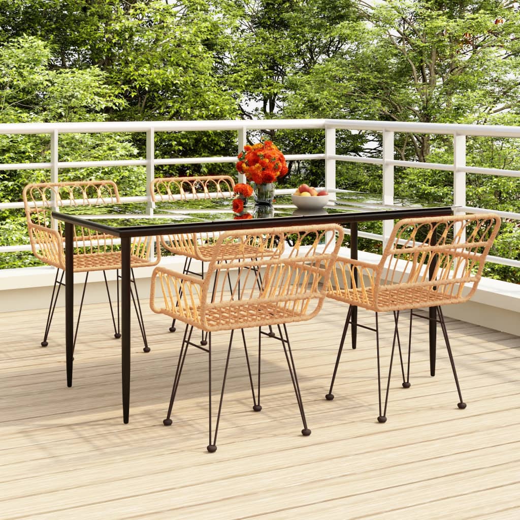 Set da Pranzo da Giardino 5 pz in Polyrattan - homemem39