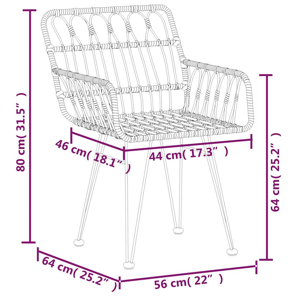Set da Pranzo da Giardino 5 pz Nero in Polyrattan | homemem39