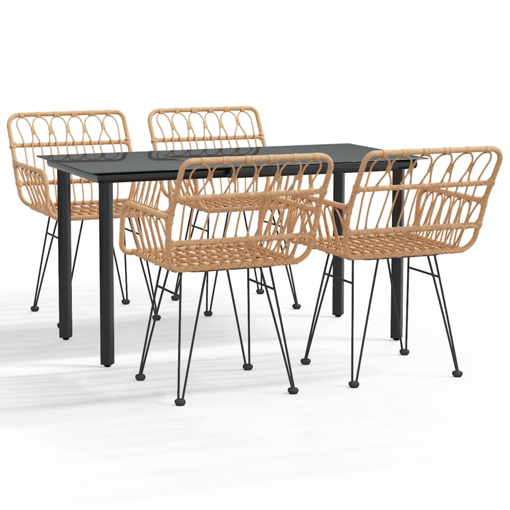 Set da Pranzo da Giardino 5 pz in Polyrattan - homemem39