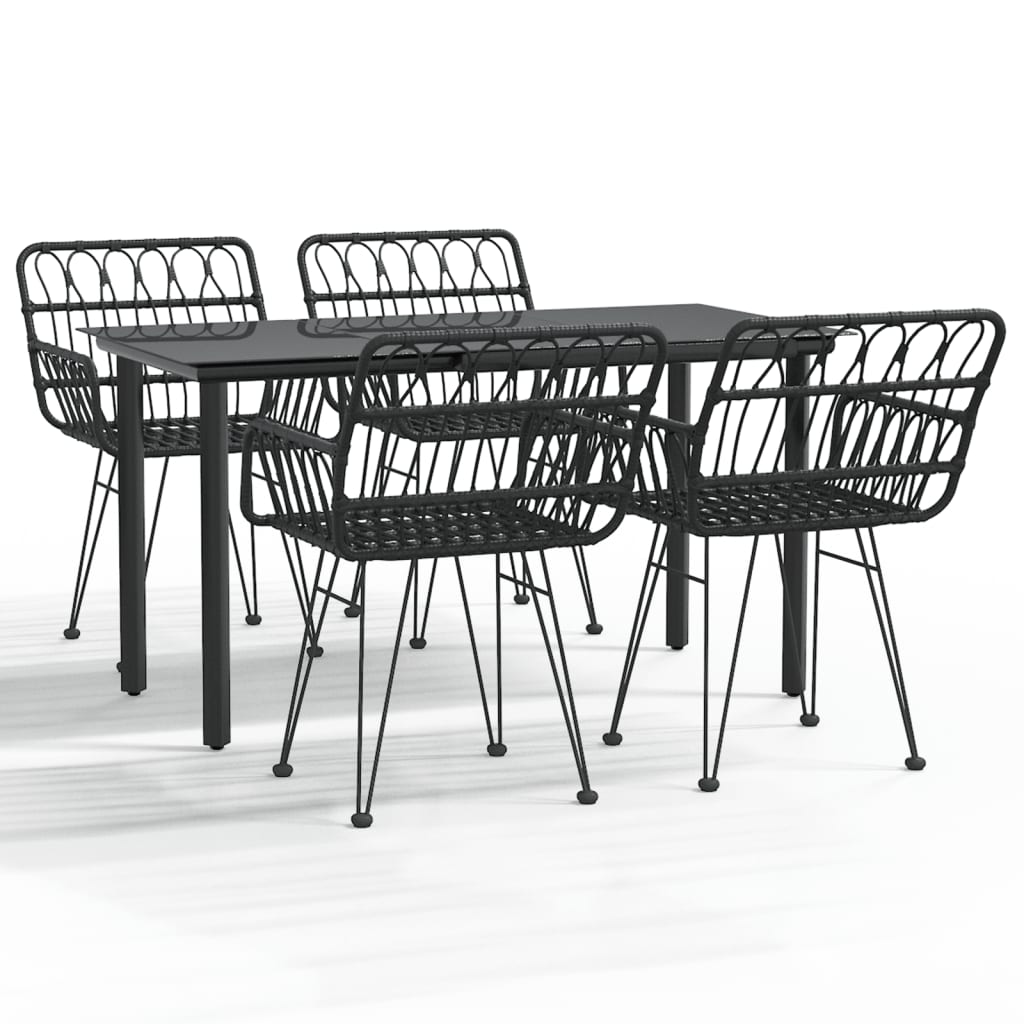 Set da Pranzo da Giardino 5 pz Nero in Polyrattan - homemem39