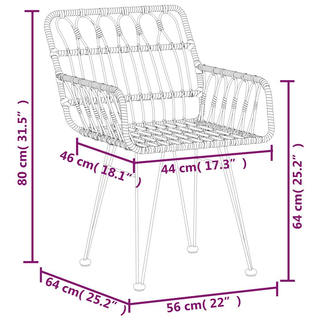 Set da Pranzo da Giardino 7 pz Nero in Polyrattan | homemem39