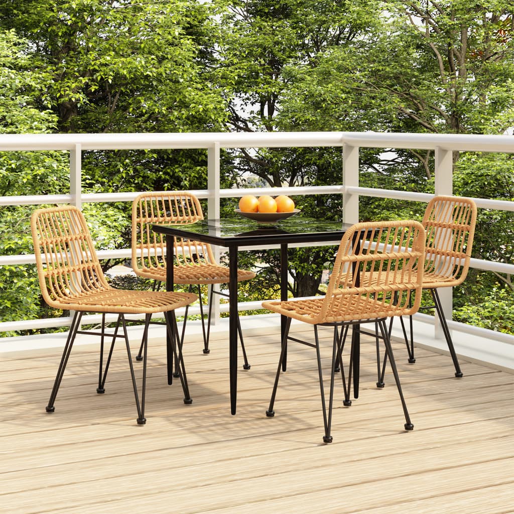 Set da Pranzo da Giardino 5 pz in Polyrattan - homemem39