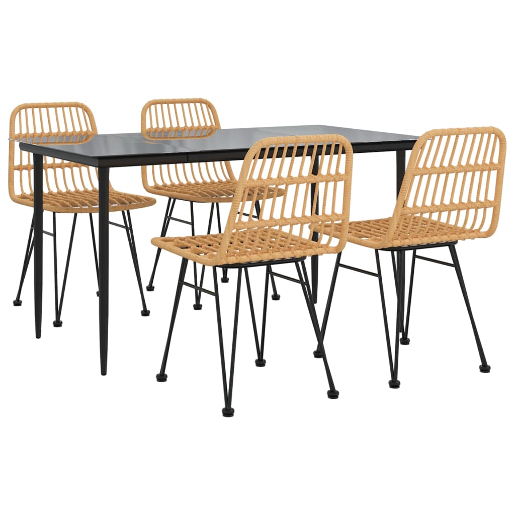 Set da Pranzo da Giardino 5 pz in Polyrattan - homemem39