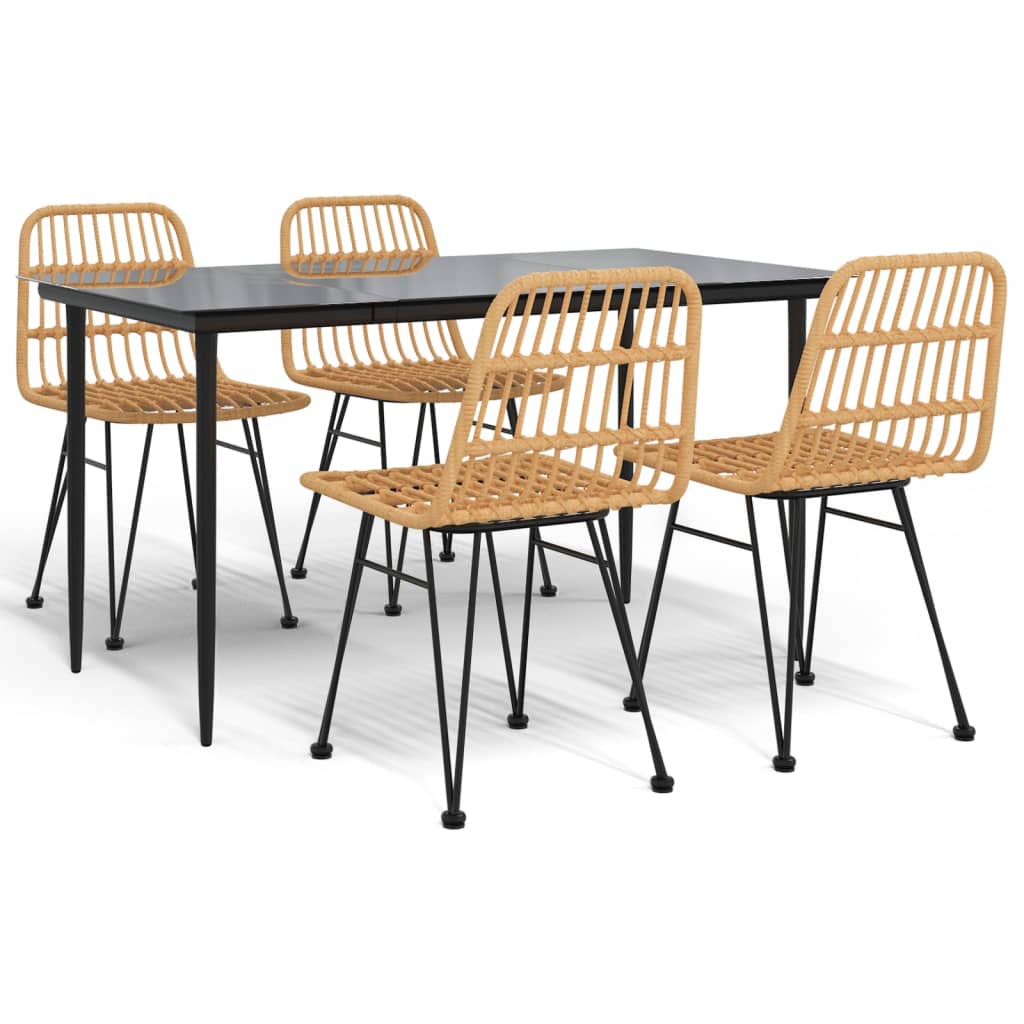 Set da Pranzo da Giardino 5 pz in Polyrattan - homemem39