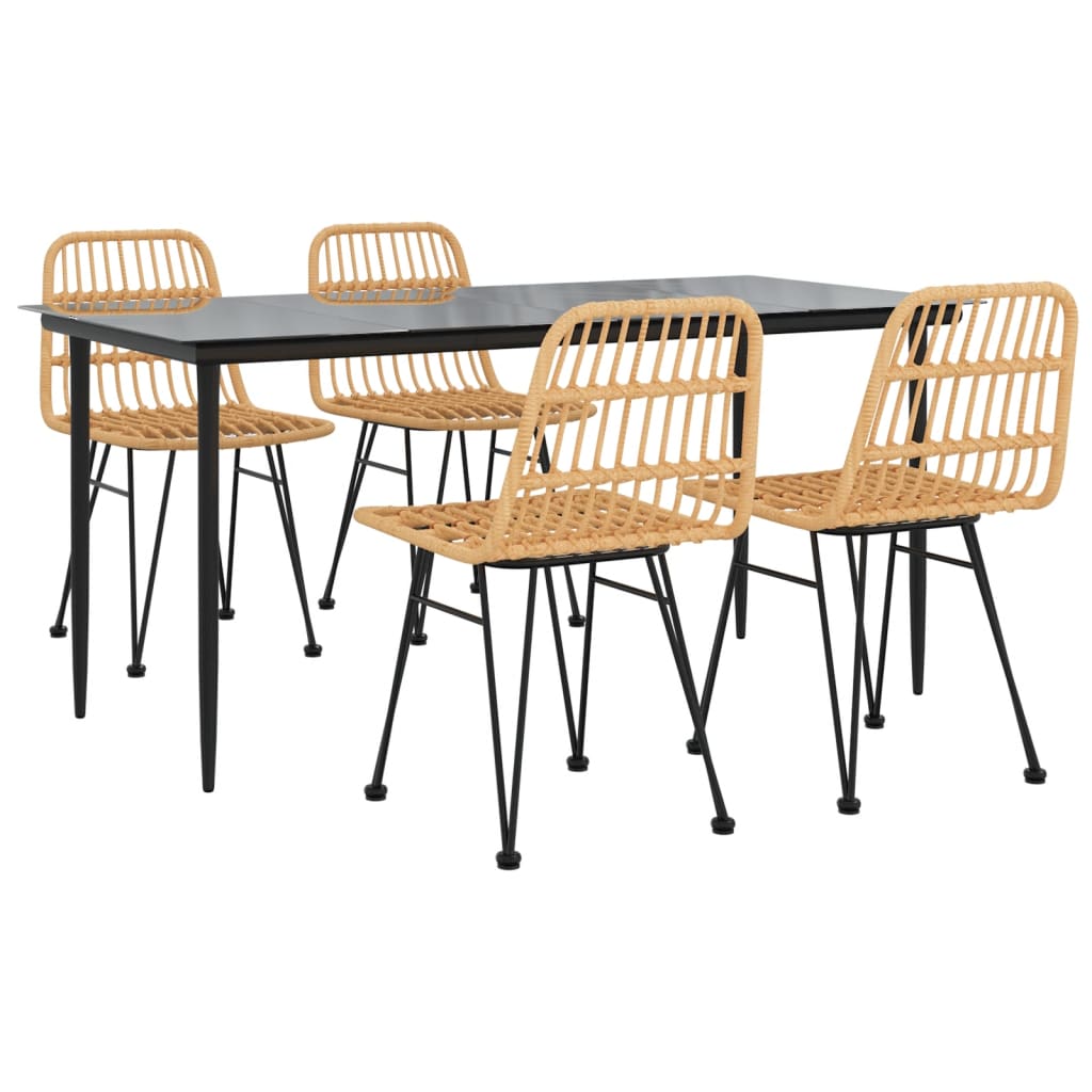 Set da Pranzo da Giardino 5 pz in Polyrattan - homemem39