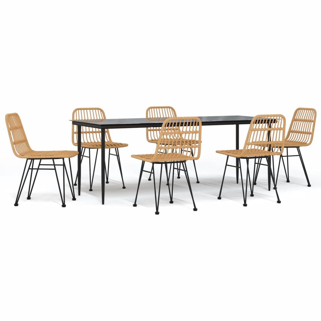 Set da Pranzo da Giardino 7 pz in Polyrattan - homemem39