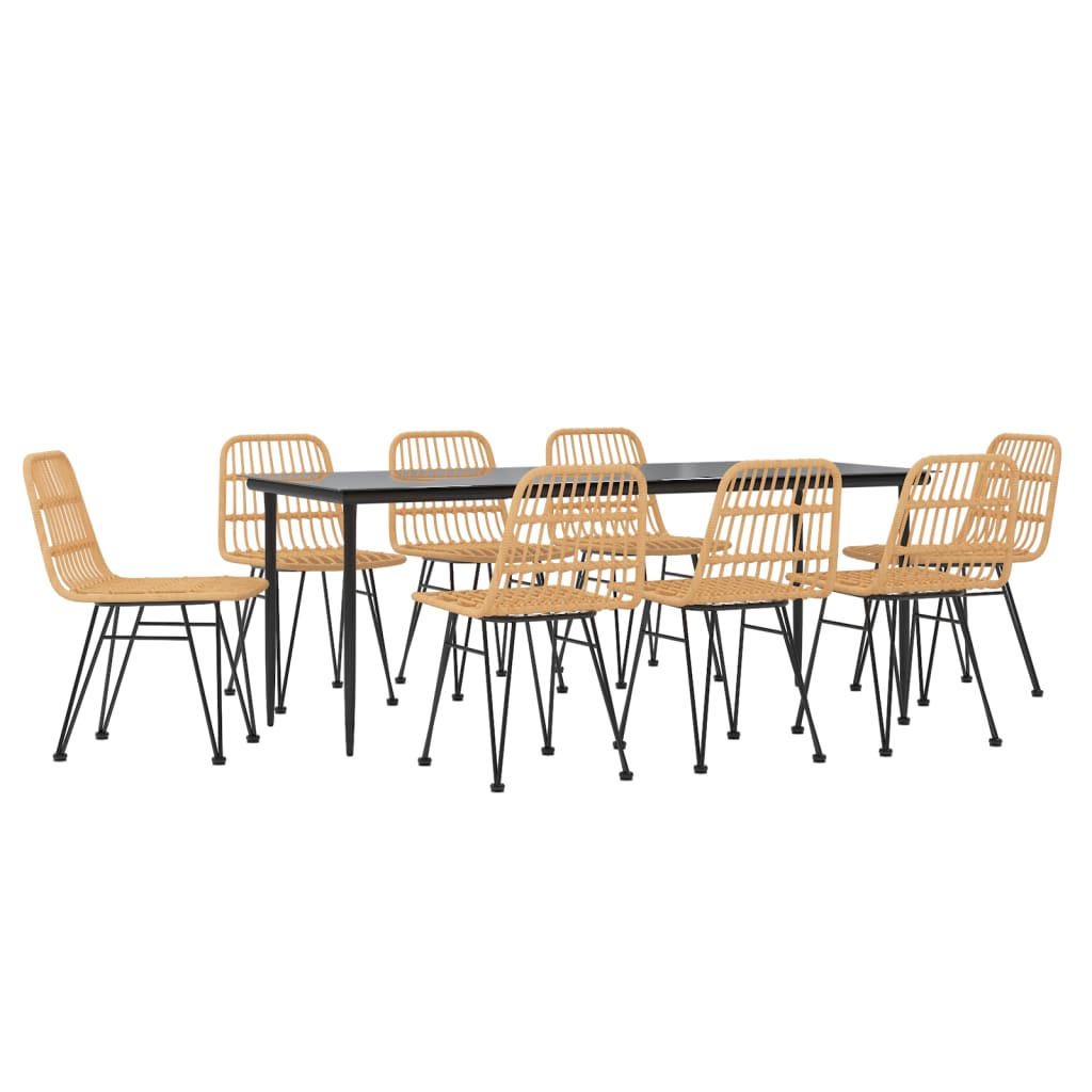 Set da Pranzo da Giardino 9 pz in Polyrattan - homemem39