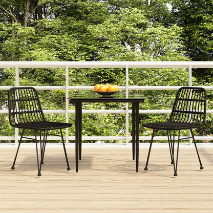 Set da Pranzo da Giardino 3 pz Nero in Polyrattan - homemem39