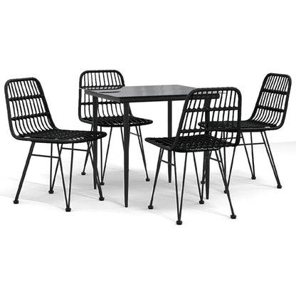 Set da Pranzo da Giardino 5 pz Nero in Polyrattan - homemem39