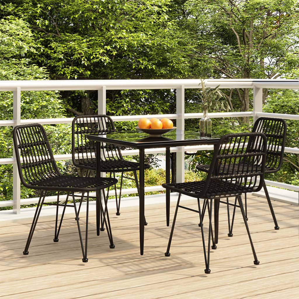 Set da Pranzo da Giardino 5 pz Nero in Polyrattan - homemem39