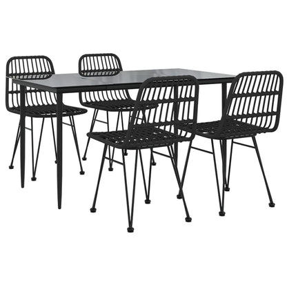 Set da Pranzo da Giardino 5 pz Nero in Polyrattan - homemem39