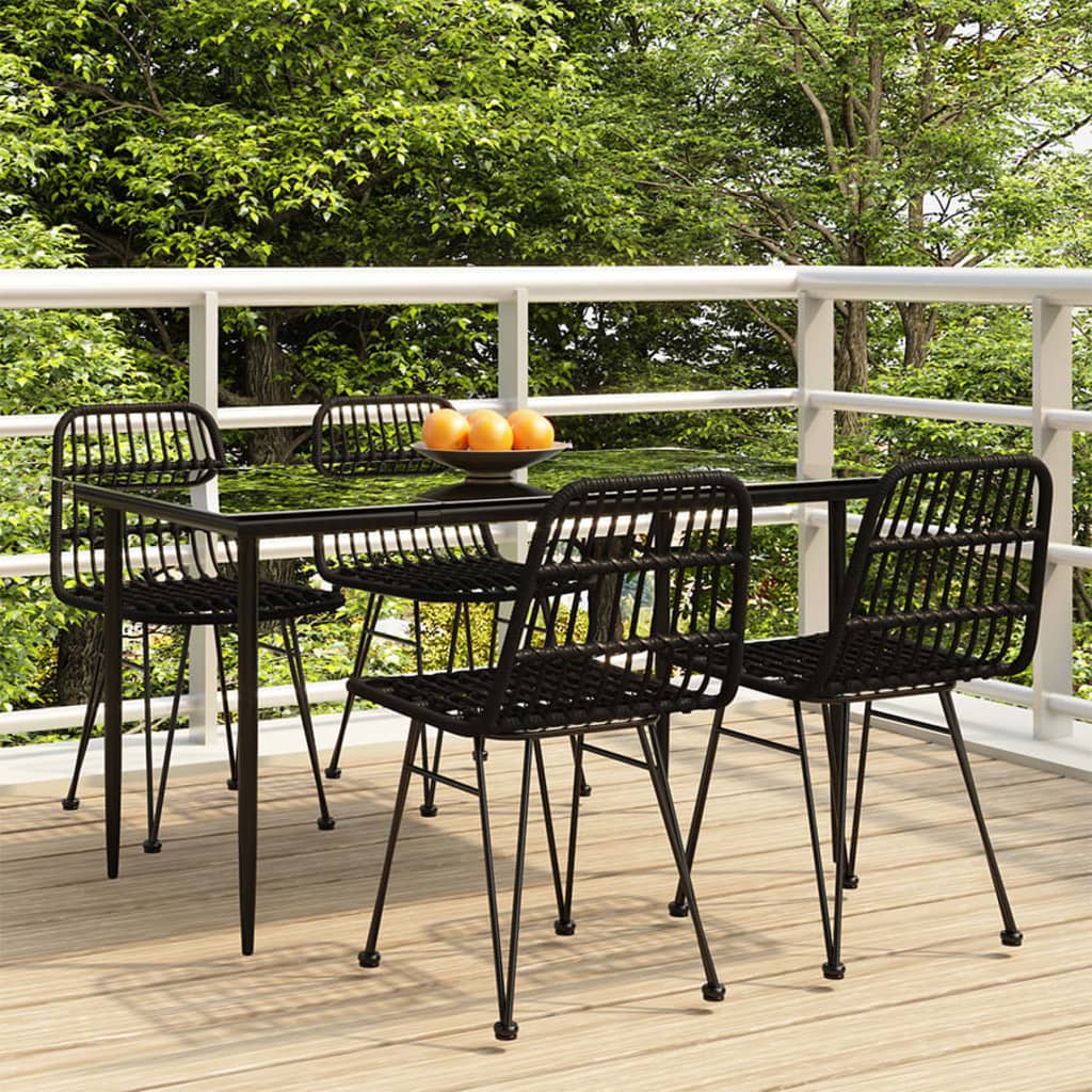 Set da Pranzo da Giardino 5 pz Nero in Polyrattan - homemem39