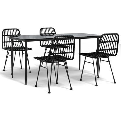 Set da Pranzo da Giardino 5 pz Nero in Polyrattan - homemem39