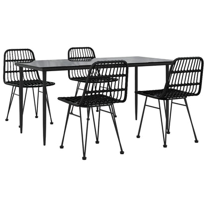 Set da Pranzo da Giardino 5 pz Nero in Polyrattan - homemem39