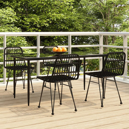 Set da Pranzo da Giardino 5 pz Nero in Polyrattan - homemem39