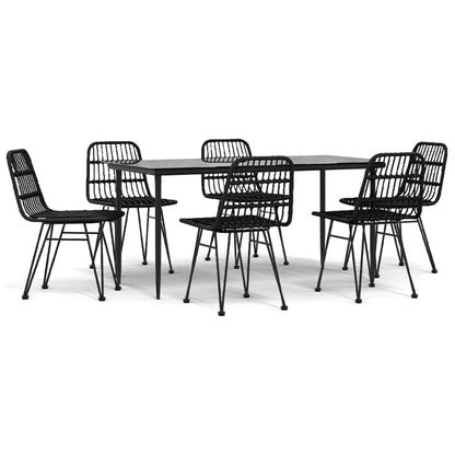 Set da Pranzo da Giardino 7 pz Nero in Polyrattan - homemem39