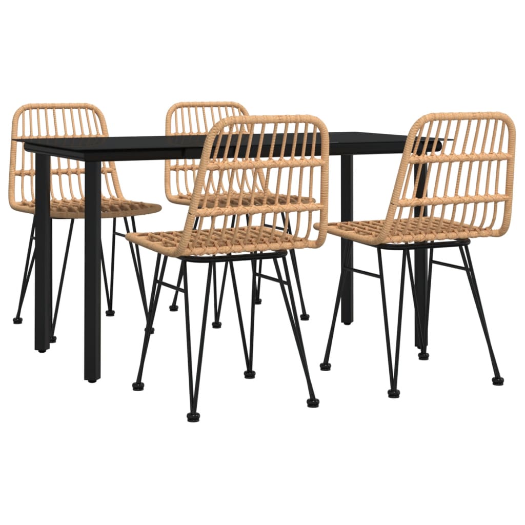 Set da Pranzo da Giardino 5 pz in Polyrattan - homemem39