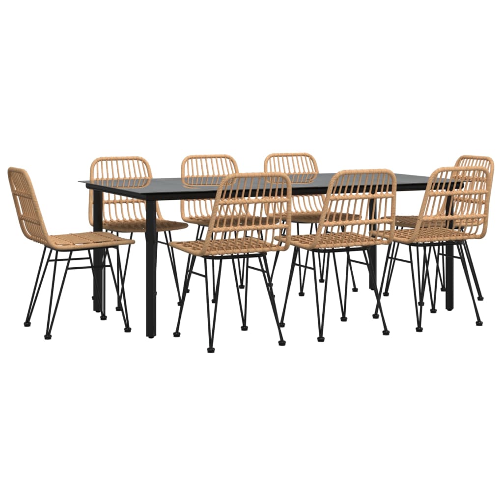 Set da Pranzo da Giardino 9 pz in Polyrattan - homemem39