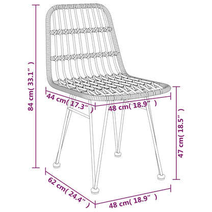 Set da Pranzo da Giardino 3 pz Nero in Polyrattan