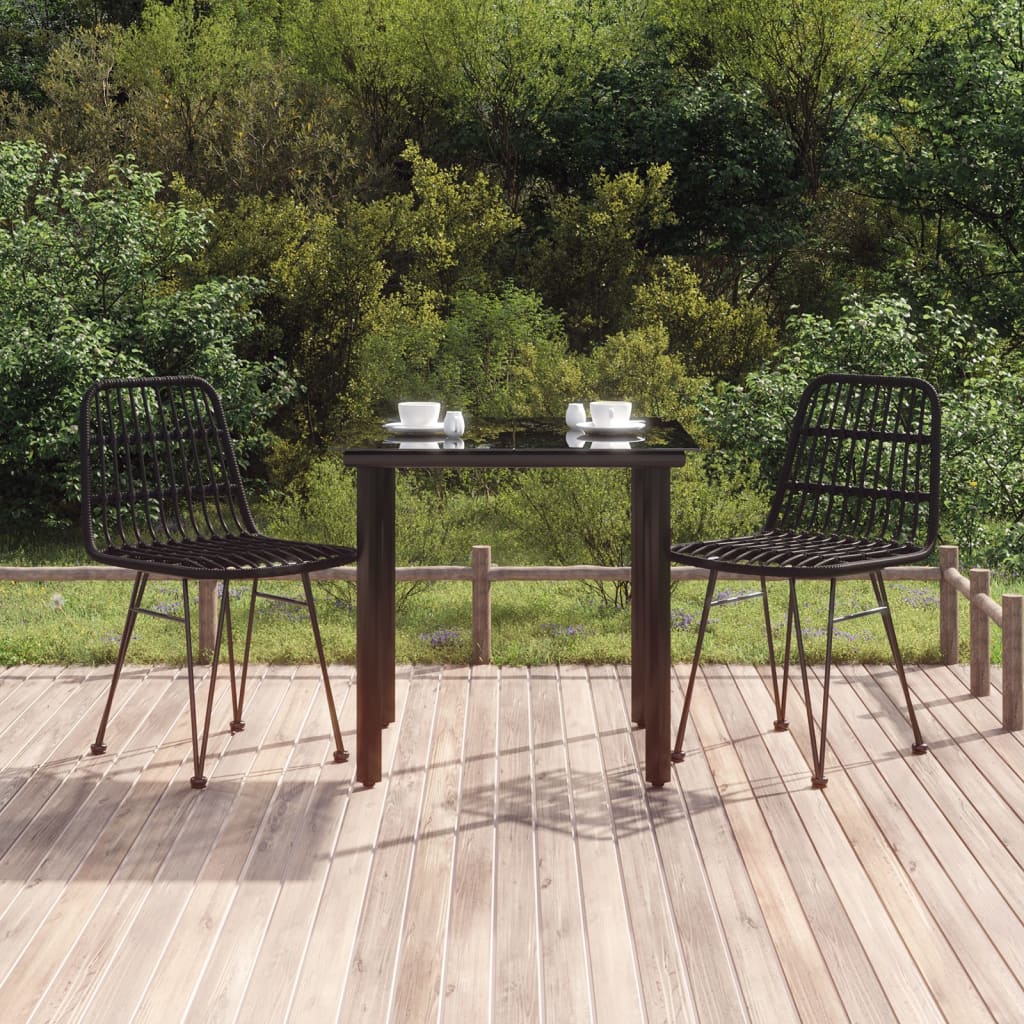 Set da Pranzo da Giardino 3 pz Nero in Polyrattan - homemem39