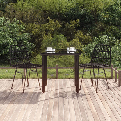 Set da Pranzo da Giardino 3 pz Nero in Polyrattan - homemem39