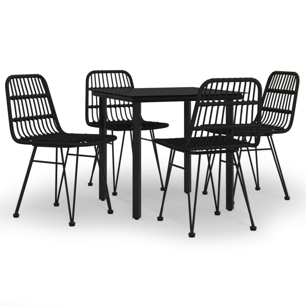 Set da Pranzo da Giardino 5 pz Nero in Polyrattan - homemem39
