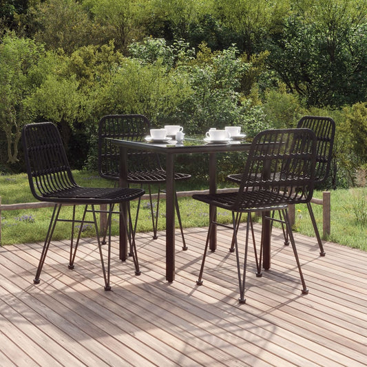 Set da Pranzo da Giardino 5 pz Nero in Polyrattan - homemem39