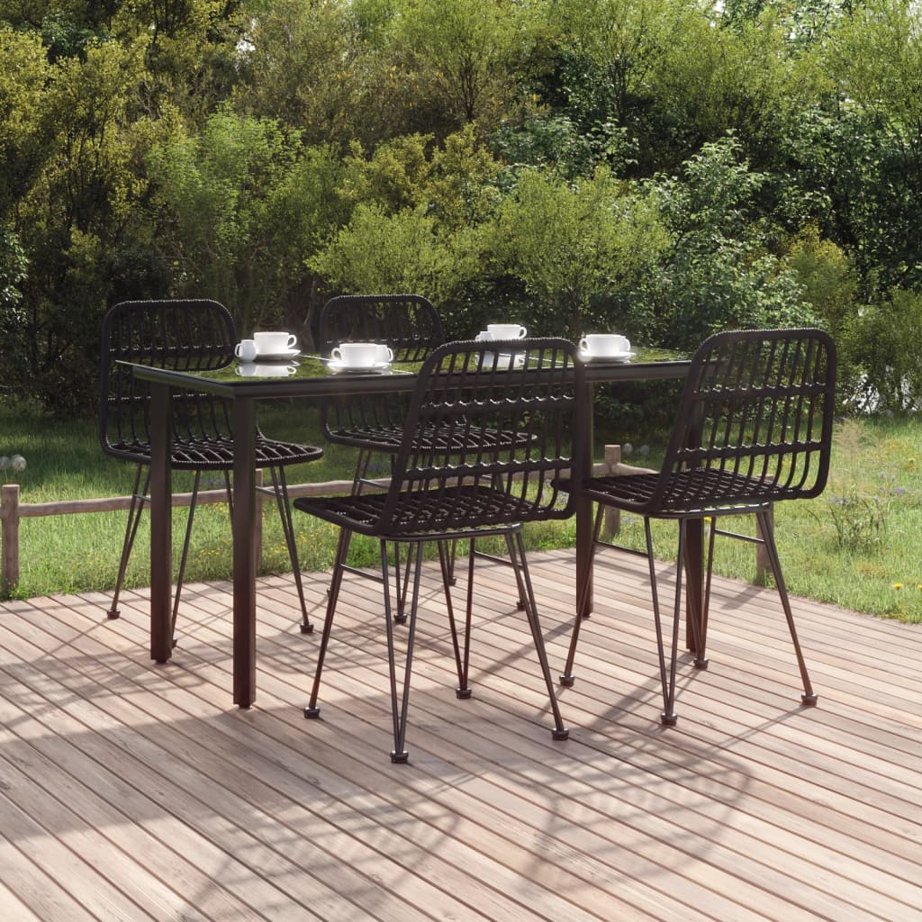 Set da Pranzo da Giardino 5 pz Nero in Polyrattan - homemem39