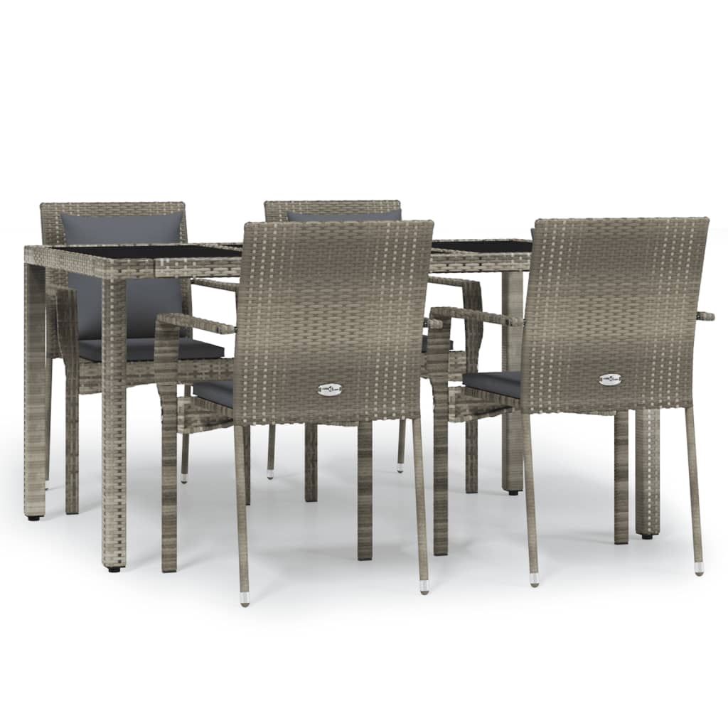 Set da Pranzo da Giardino 5 pz con Cuscini in Polyrattan Grigio - homemem39