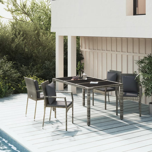 Set da Pranzo da Giardino 5 pz con Cuscini in Polyrattan Grigio - homemem39
