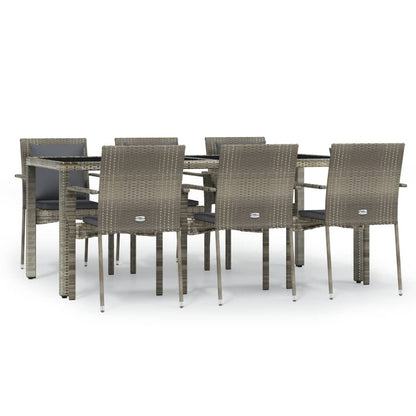 Set da Pranzo da Giardino 7 pz con Cuscini in Polyrattan Grigio | homemem39