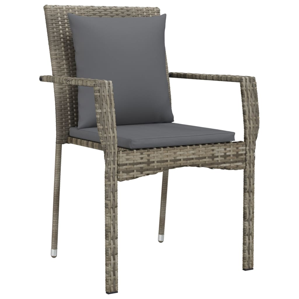 Set da Pranzo da Giardino 7 pz con Cuscini in Polyrattan Grigio | homemem39