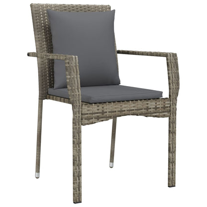 Set da Pranzo da Giardino 7 pz con Cuscini in Polyrattan Grigio | homemem39