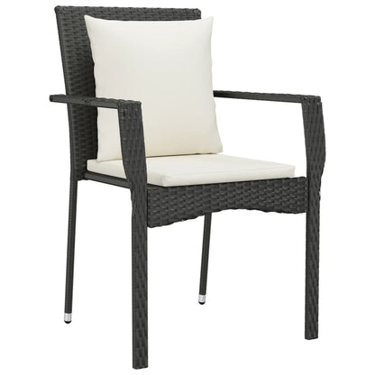 Set da Pranzo da Giardino 3 pz con Cuscini Nero in Polyrattan | homemem39