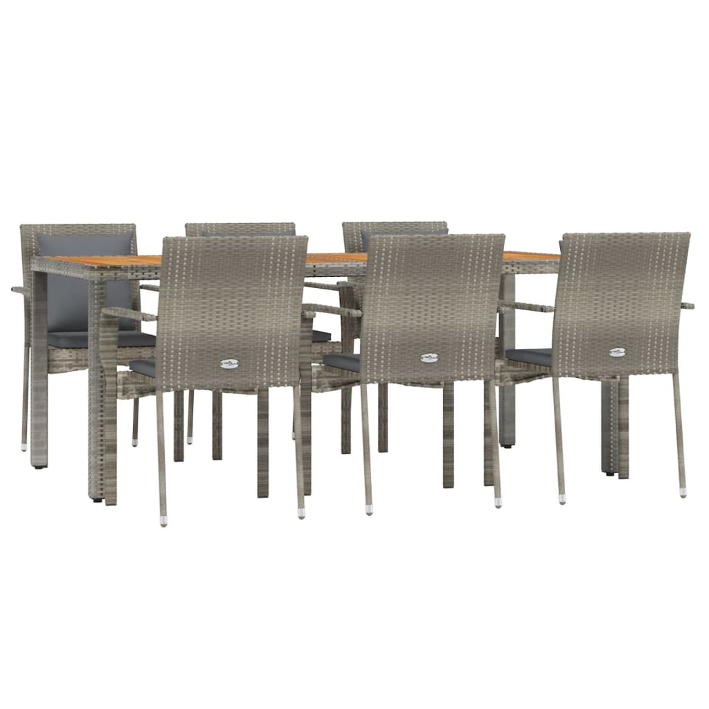 Set da Pranzo da Giardino 7 pz con Cuscini in Polyrattan Grigio | homemem39
