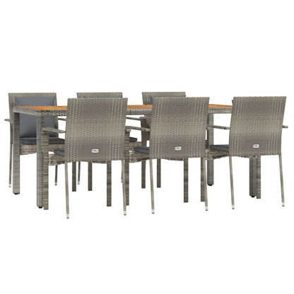 Set da Pranzo da Giardino 7 pz con Cuscini in Polyrattan Grigio | homemem39